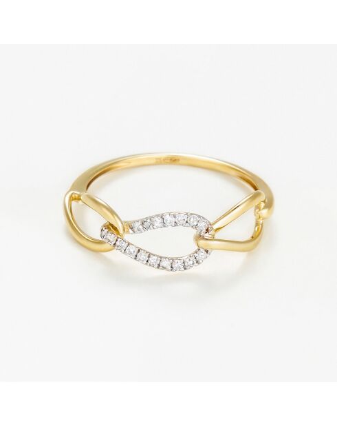 Dreifach-Diamant-Schnallenring aus 0,12 Karat Gelbgold