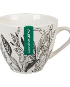 6 Tasses en Porcelaine Esquisse Végétale blanc/noir -  18cl