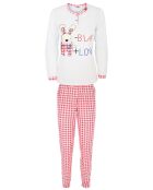 Pyjama manches longues & Pantalon Malika rouge/blanc