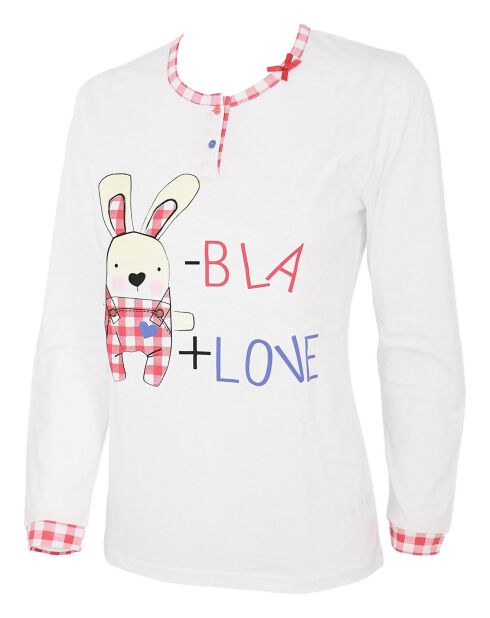 Pyjama manches longues & Pantalon Malika rouge/blanc