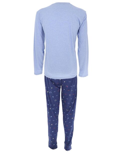 Pyjama manches longues & Pantalon Mayer bleu denim