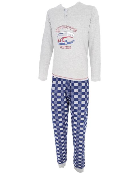 Pyjama manches longues & Pantalon Moise gris/bleu