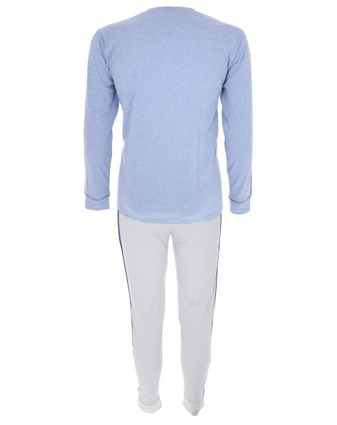 Pyjama manches longues & Pantalon Milo bleu denim/gris
