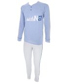 Pyjama manches longues & Pantalon Milo bleu denim/gris