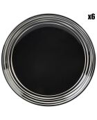 6 Assiettes plates en Grès Les Bobines de Calabre noires - D.26.5 cm