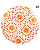 6 Assiettes plates en Porcelaine Surya multicolores - D.26.5 cm