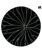 6 Assiettes plates en grès Dahlia noir noires - D.27 cm