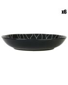 6 Assiettes creuses en Grès Dahlia noir noires - D.20 cm