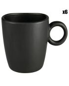 6 Tasses en Grès Rondo noir mat - 11cl