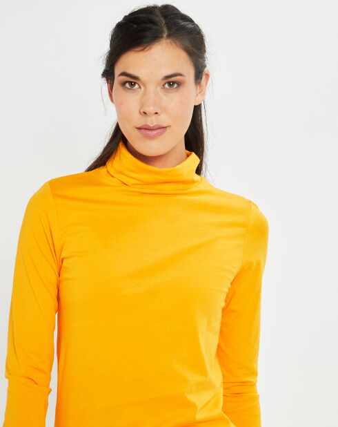 T-Shirt 100% Coton Bio col roulé jaune foncé