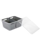 Boîte de conservation 2 compartiments  grise - 22.4x10.1x17.3 cm