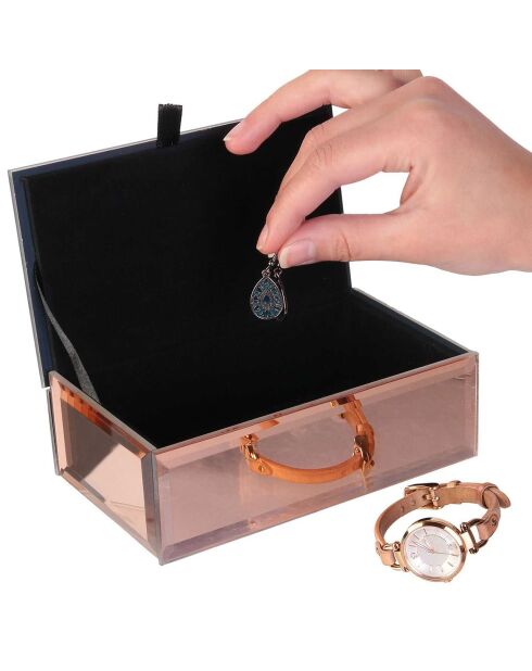 Boîte à bijoux miroir cuivré - 16x5.5x9.5 cm