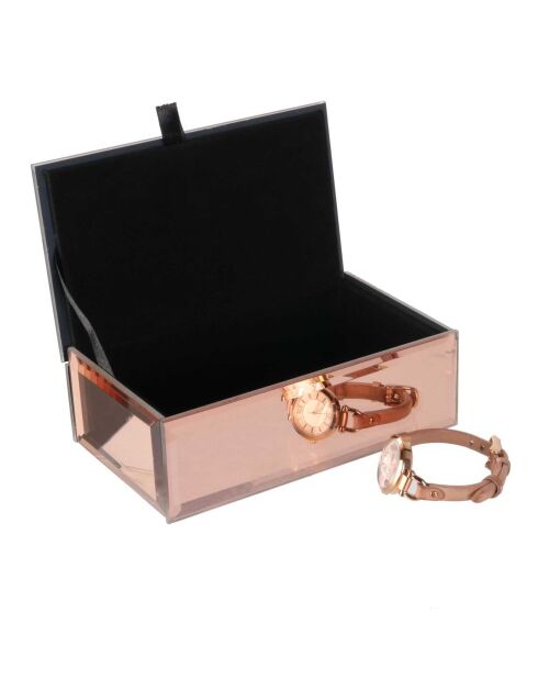 Boîte à bijoux miroir cuivré - 16x5.5x9.5 cm