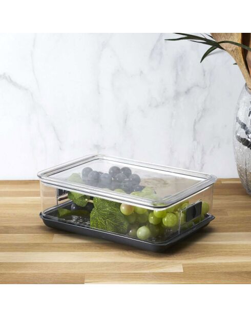Boîte de conservation fruits et légumes 3.5l  transparent/gris - 18x9.2x27 cm