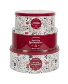 3 cajas metálicas navideñas blancas/rojas