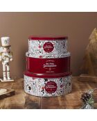 3 cajas metálicas navideñas blancas/rojas