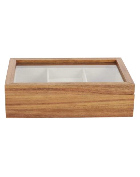 Boîte à bijoux verre et bois - 24x6.6x16 cm