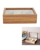 Boîte à bijoux verre et bois - 24x6.6x16 cm