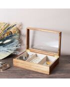 Boîte à bijoux verre et bois - 24x6.6x16 cm