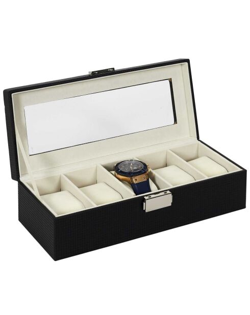 Boîte pour 5 montres  noire - 29x8x12 cm