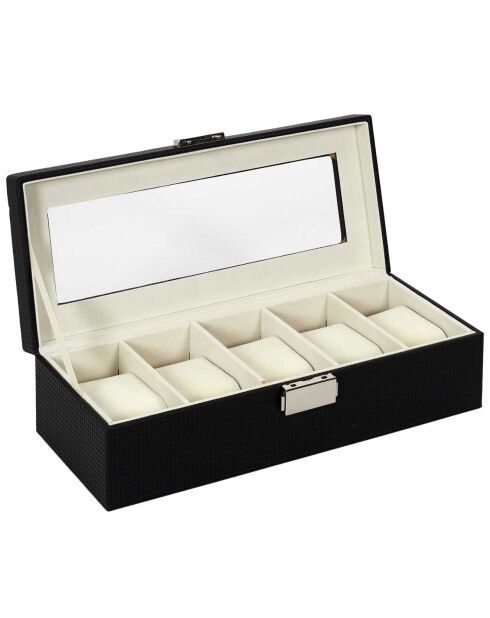 Boîte pour 5 montres  noire - 29x8x12 cm
