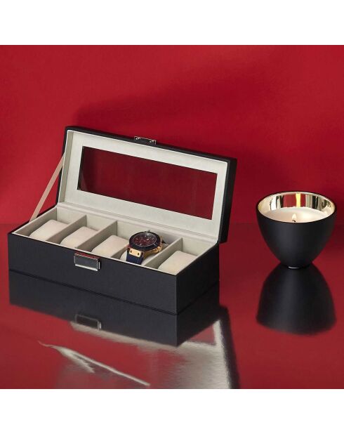 Boîte pour 5 montres  noire - 29x8x12 cm