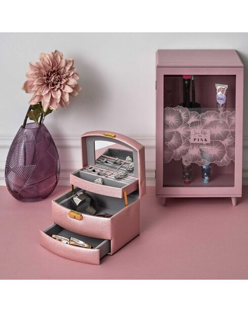 Joyero con espejo aleatorio de 3 niveles, 18 x 11,5 x 14,5 cm
