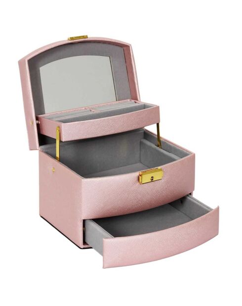 Joyero con espejo aleatorio de 3 niveles, 18 x 11,5 x 14,5 cm