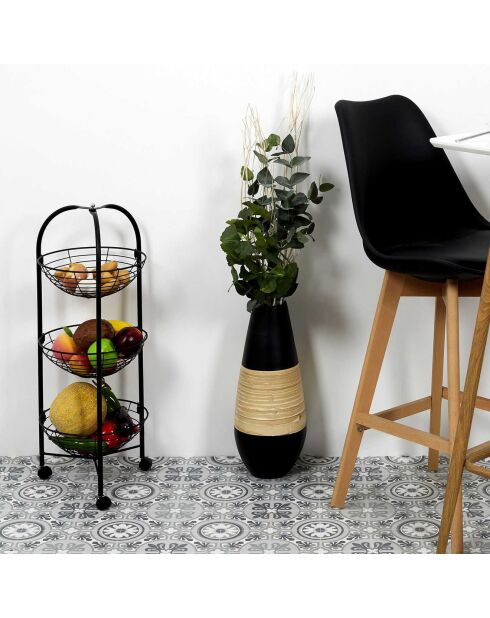 Desserte 3 niveaux ronde   noire - 32x75x32 cm