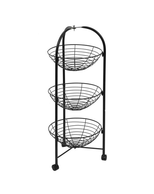 Desserte 3 niveaux ronde   noire - 32x75x32 cm