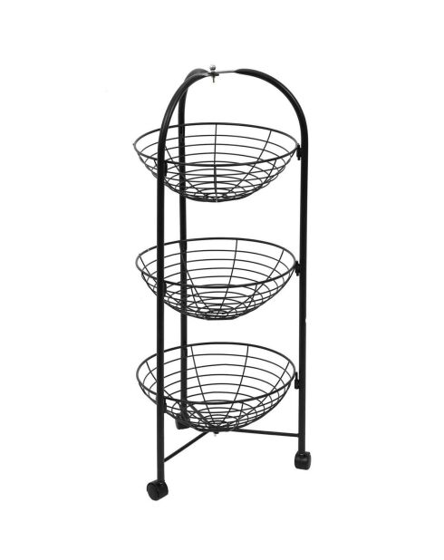 Desserte 3 niveaux ronde   noire - 32x75x32 cm