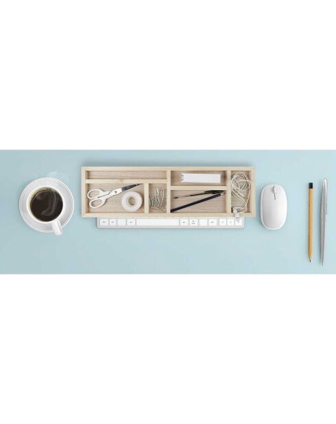 Bandeja organizadora de escritorio marrón - 52x6x15 cm