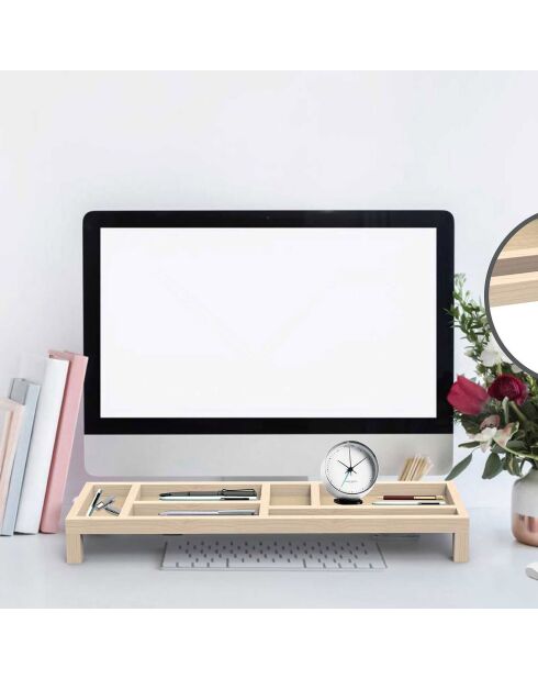 Bandeja organizadora de escritorio marrón - 52x6x15 cm