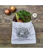 Sac de conservation salade en coton beige/noir - 35x35x1 cm