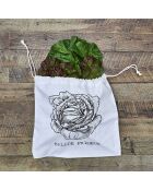 Sac de conservation salade en coton beige/noir - 35x35x1 cm
