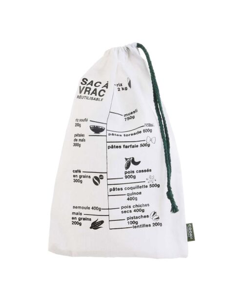 Sacco per rinfuse graduato riutilizzabile bianco - 19,5x32,2x1 cm