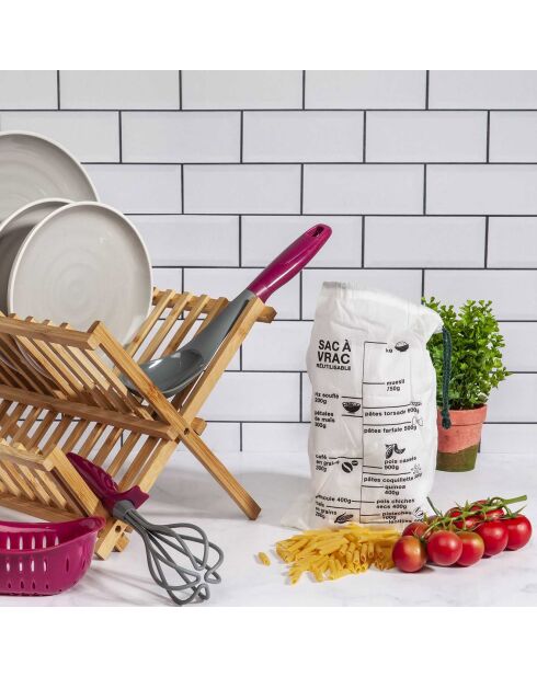 Sacco per rinfuse graduato riutilizzabile bianco - 19,5x32,2x1 cm