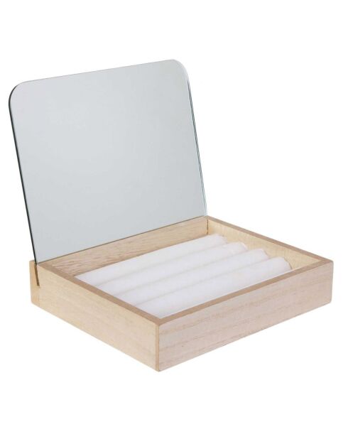 Porte-bagues miroir  beige - 16x14x4.5 cm