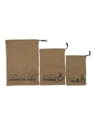 3 Sacs de conservation en toile de jute marron - 37x26.7x0.1 cm