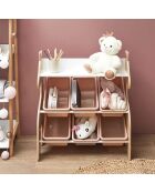 Meuble de rangement licorne 6 bacs  rose/blanc/beige - 63.3x71.5x29.5 cm