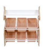 Meuble de rangement licorne 6 bacs  rose/blanc/beige - 63.3x71.5x29.5 cm