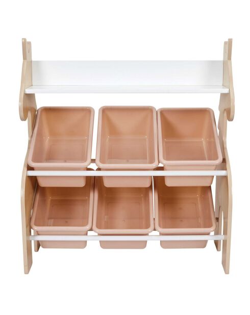 Meuble de rangement licorne 6 bacs  rose/blanc/beige - 63.3x71.5x29.5 cm