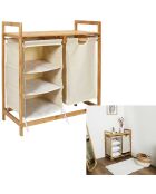 Rangement compartiments support bambou  gris - 77x38x69.5 cm