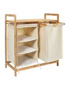 Rangement compartiments support bambou  gris - 77x38x69.5 cm