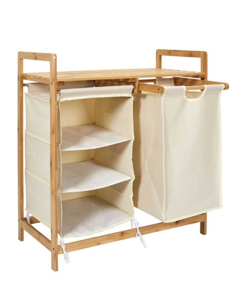 Compartimentos de almacenamiento para soporte de bambú gris - 77x38x69,5 cm