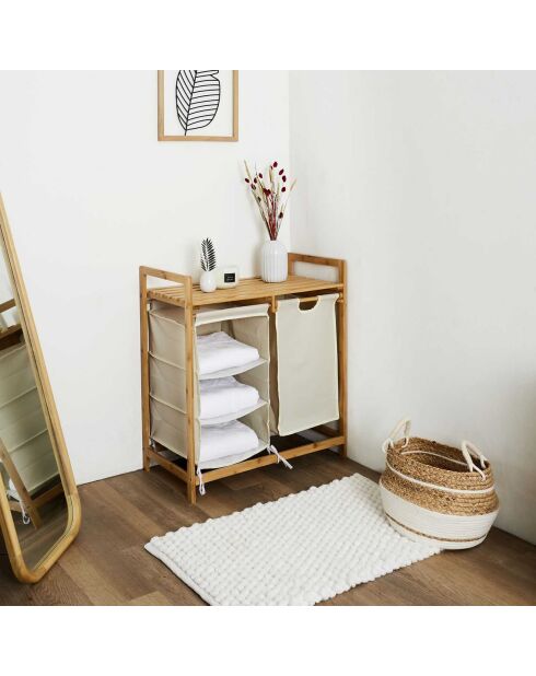 Compartimentos de almacenamiento para soporte de bambú gris - 77x38x69,5 cm