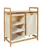 Rangement compartiments support bambou  gris - 77x38x69.5 cm