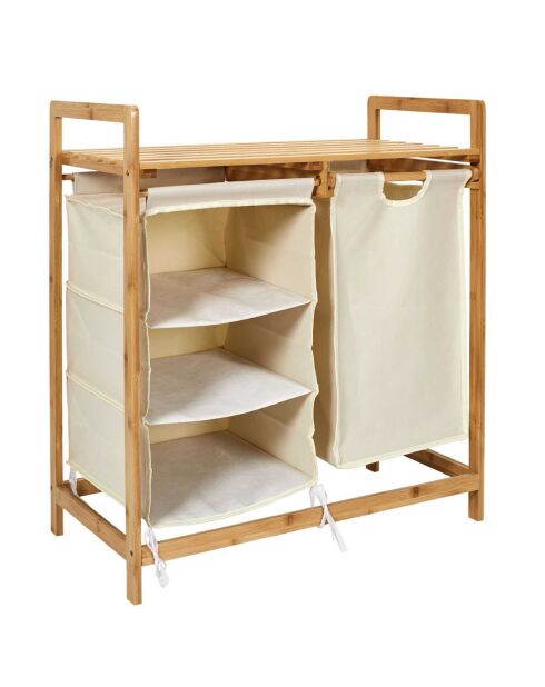 Compartimentos de almacenamiento para soporte de bambú gris - 77x38x69,5 cm