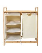 Rangement compartiments support bambou  gris - 77x38x69.5 cm