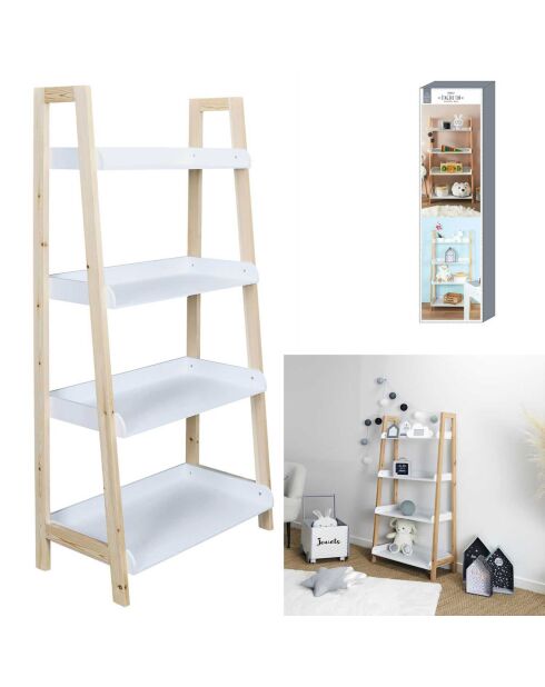 Etagère enfant Tim   blanc/bois - 60x117x30 cm